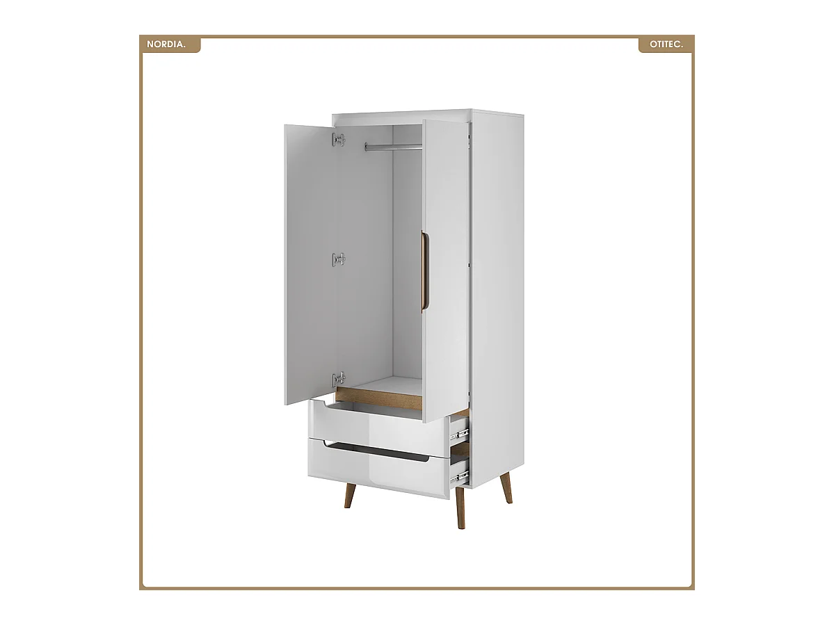Armoire - L.80 x H.197 x P.56 cm - NORDIA