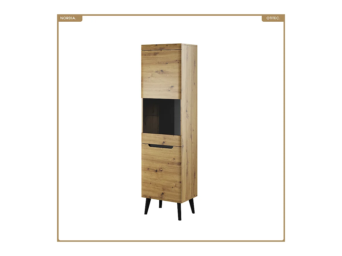 Armoire vitrine - L.53 x H.197 x P.40 cm - NORDIA