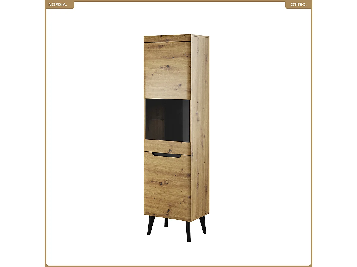 Armoire vitrine - L.53 x H.197 x P.40 cm - NORDIA