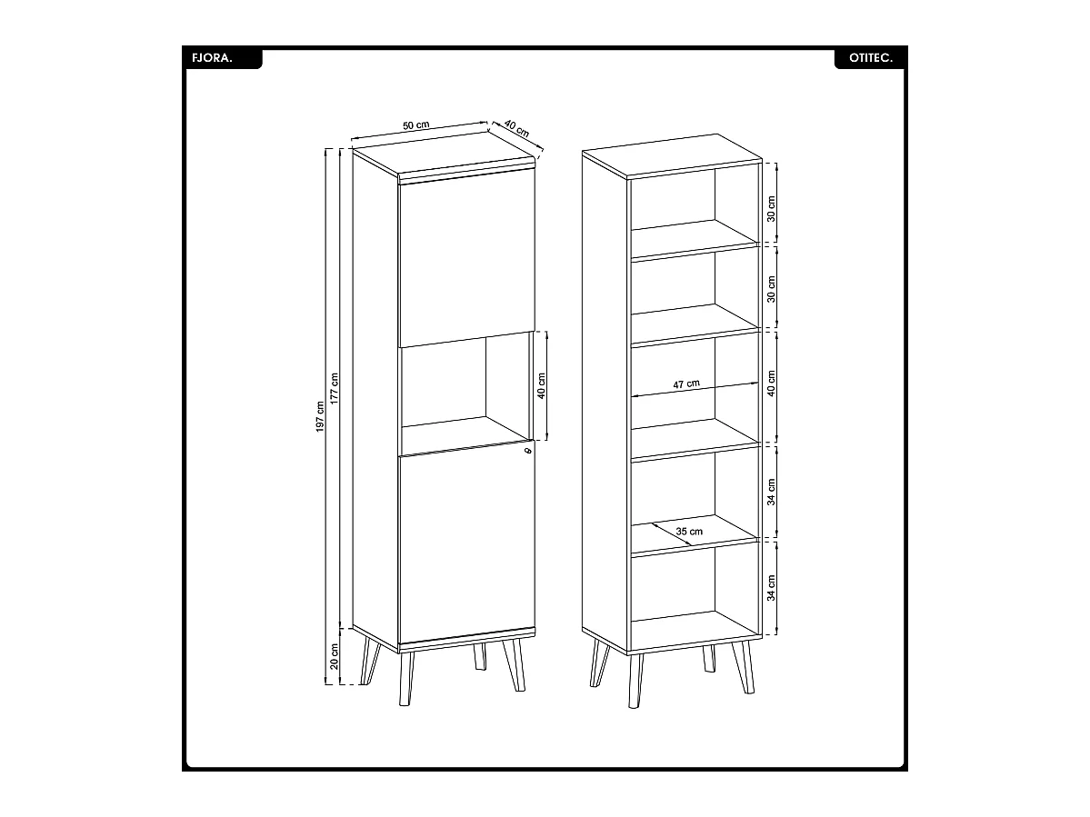 Armoire vitrine - L.50 x H.197 x P.40 cm - FJORA