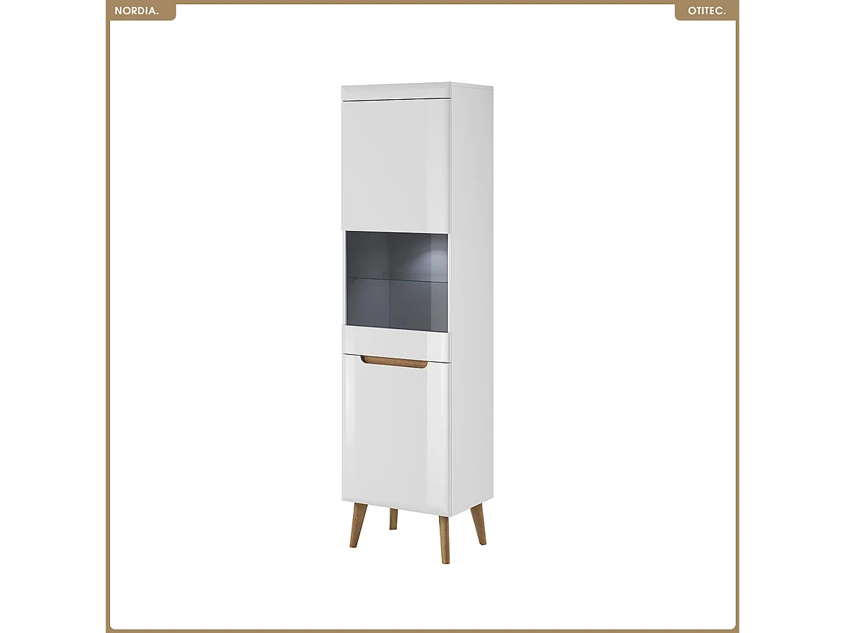 Armoire vitrine - L.53 x H.197 x P.40 cm - NORDIA