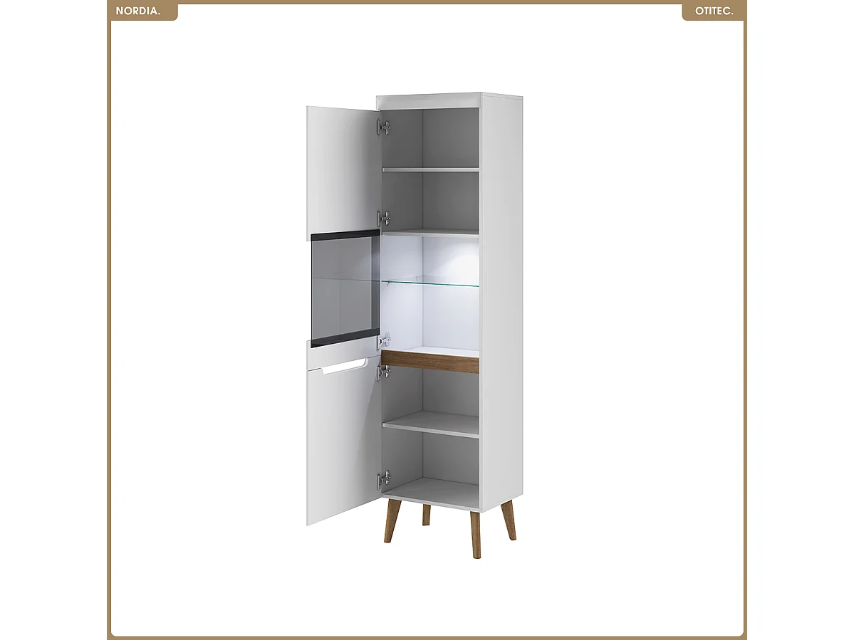 Armoire vitrine - L.53 x H.197 x P.40 cm - NORDIA