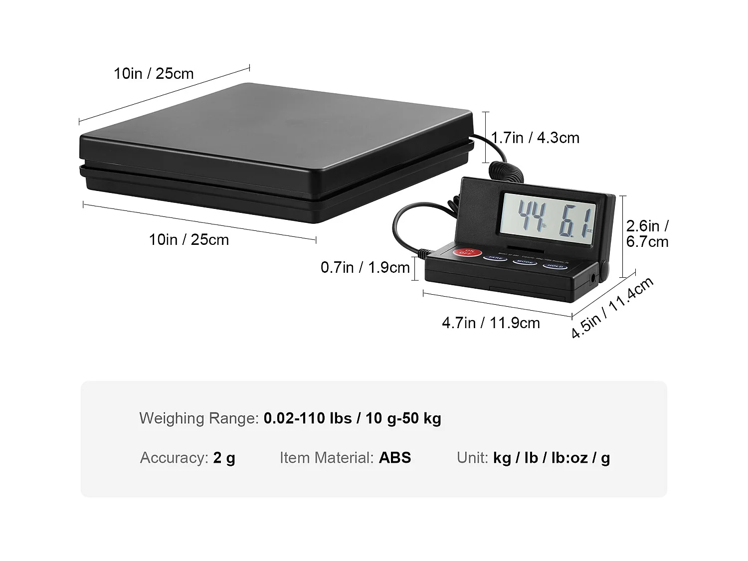 Balance d'Expédition Numérique SucceBuy Balance d'Expédition Numérique 49.89 kg x 1.98 g avec Écran LCD