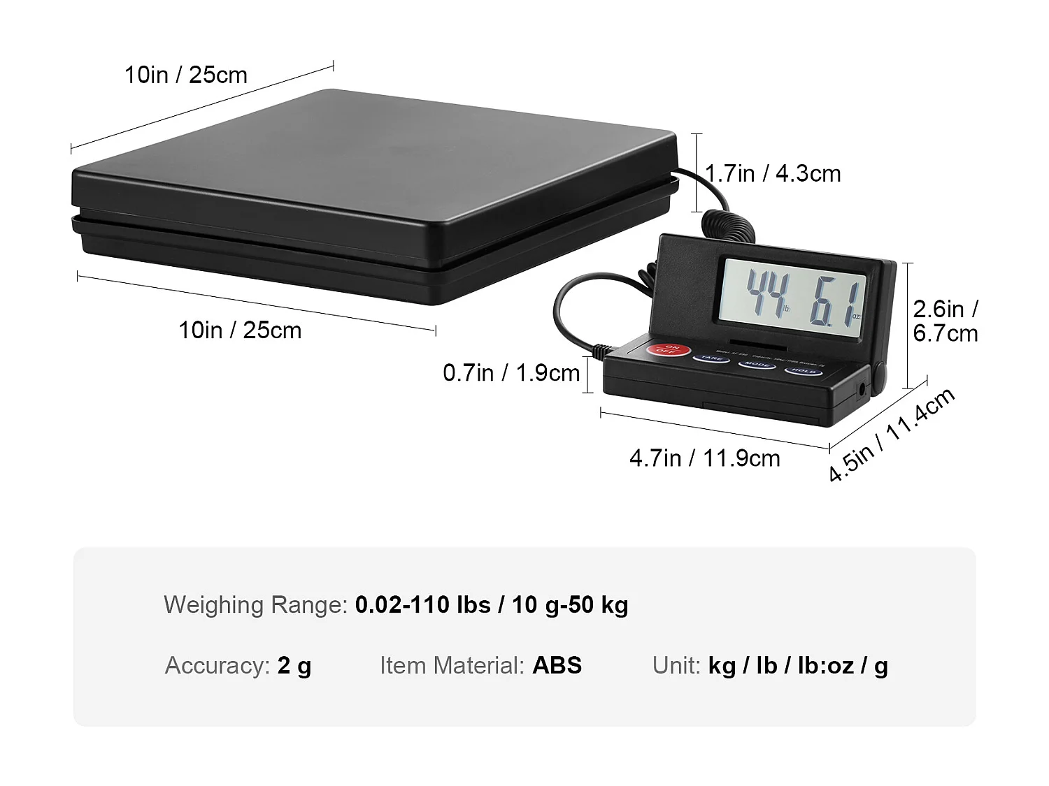 Balance d'Expédition Numérique SucceBuy Balance d'Expédition Numérique 49.89 kg x 1.98 g avec Écran LCD