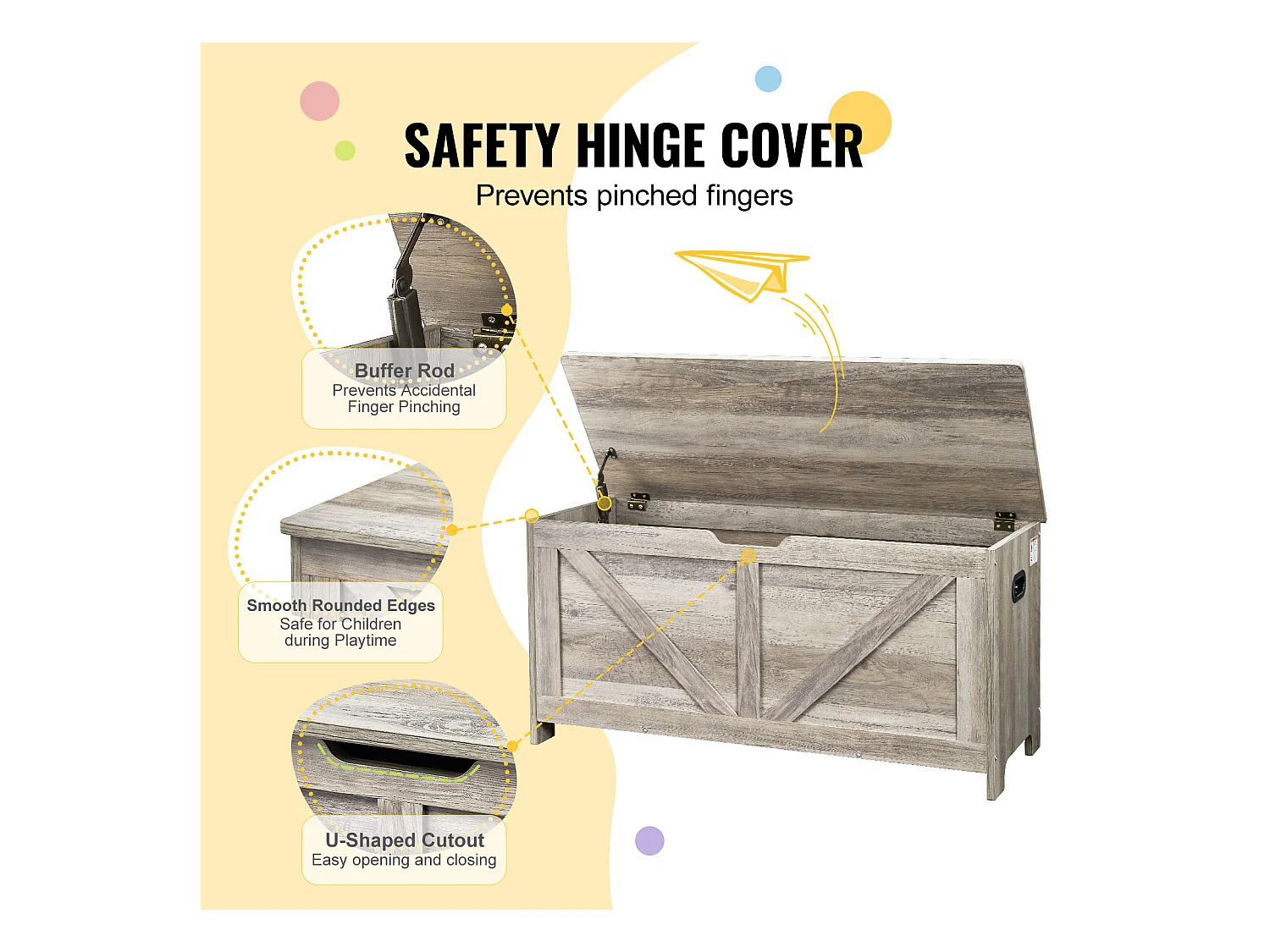 Coffre à jouets en Bois, Banc de Rangement pour Jouets pour Enfants Coffre à Jouets  99x39,5x48 cm Gris