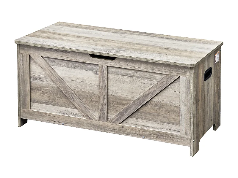 Banco di Archiviazione SucceBuy per Giochi per Bambini Scatola per Giochi in Legno 99x39,5x48 cm Grigio