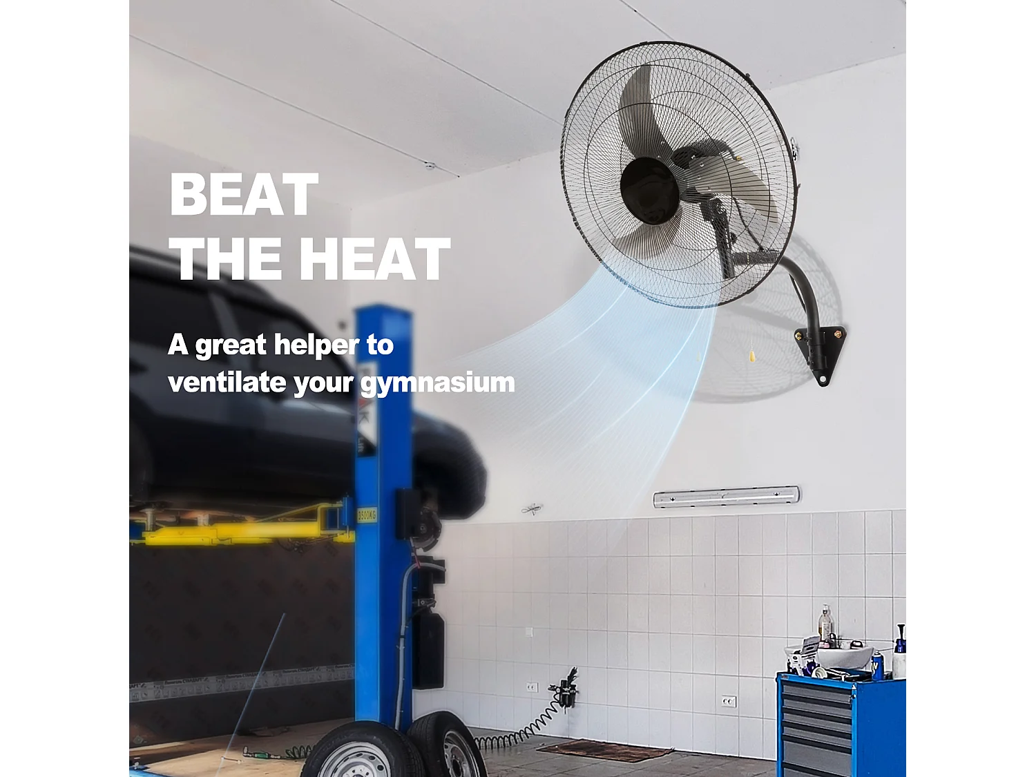 Ventilateur Mural Oscillant SucceBuy, 48cm, 4650 CFM, Noir, pour Refroidir Entrepôt, Serres, les Ateliers, les Patios et les Sous-Sols