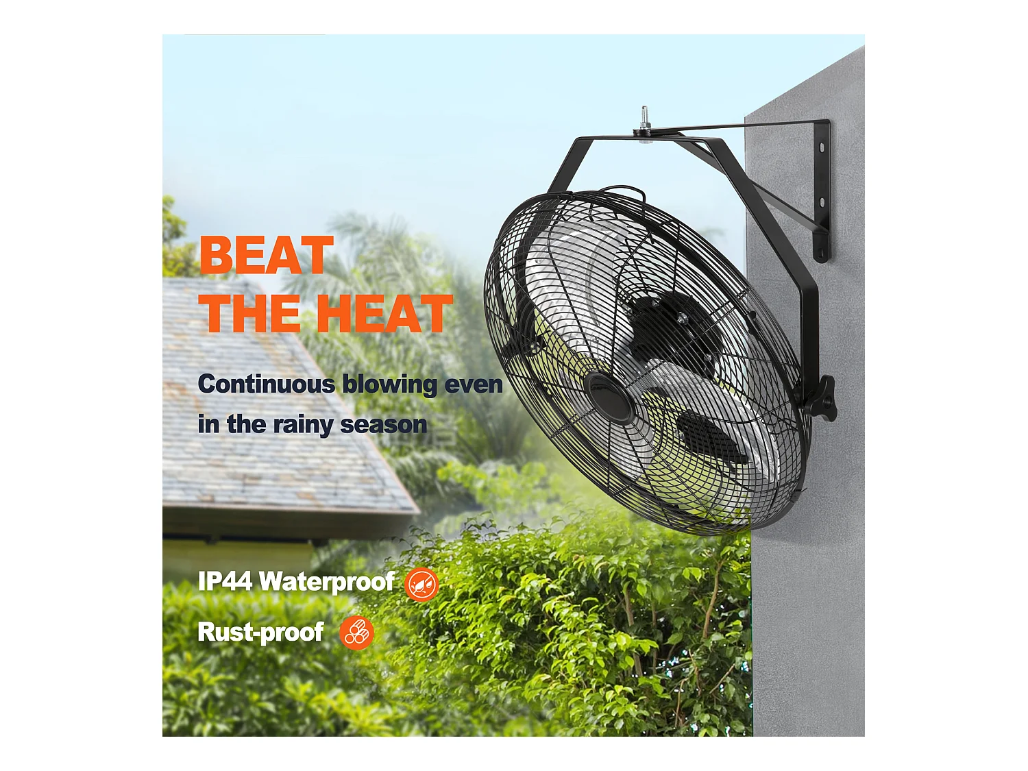 Wandventilator SucceBuy, 57 cm - IP44-Wasserdicht, Starke Luftströmung, zum Kühlen von Lagerräumen, Gewächshäusern, Werkstätten, Terrassen und Kellern