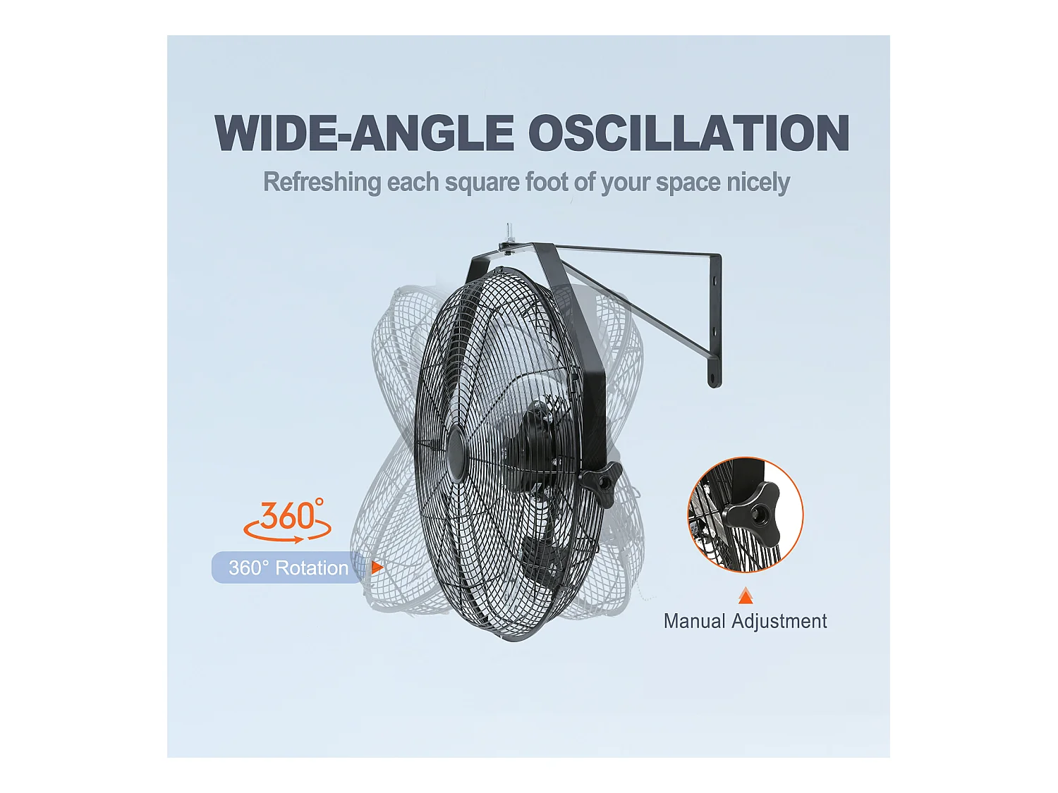 Wandventilator SucceBuy, 57 cm - IP44-Wasserdicht, Starke Luftströmung, zum Kühlen von Lagerräumen, Gewächshäusern, Werkstätten, Terrassen und Kellern