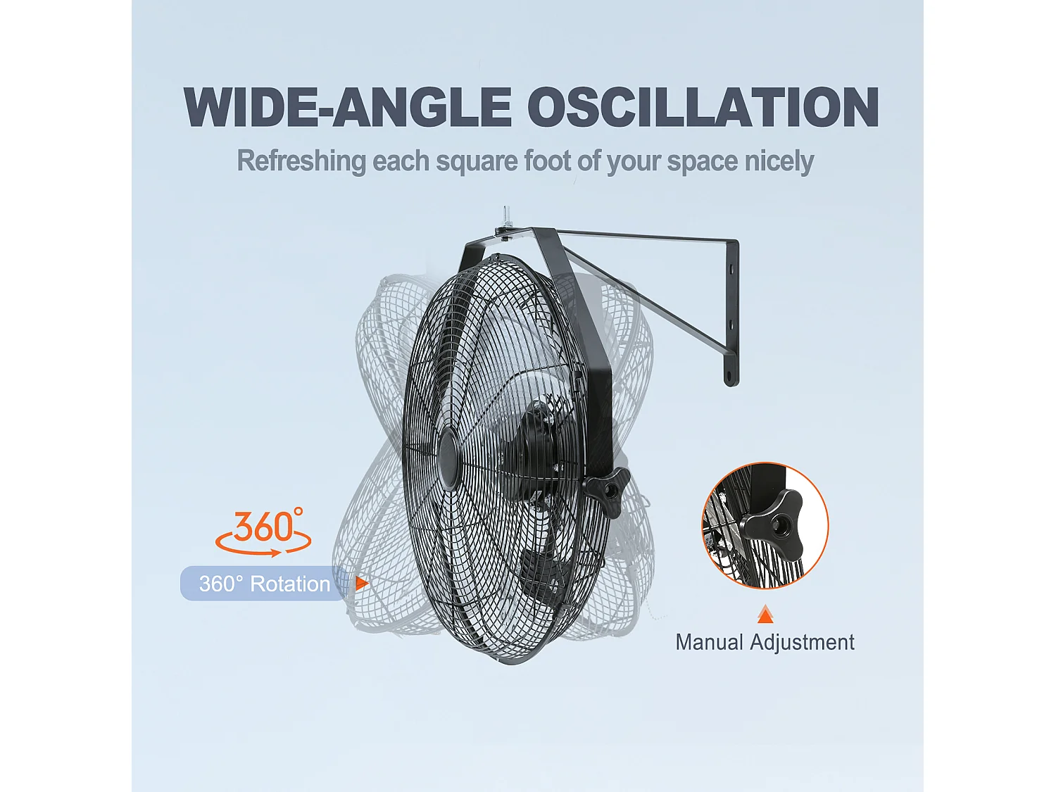 Ventilateur Mural SucceBuy, 57 cm - Étanchéité IP44, Flux d'Air Puissant, pour Refroidir Entrepôt, Serres, les Ateliers, les Patios et les Sous-Sols