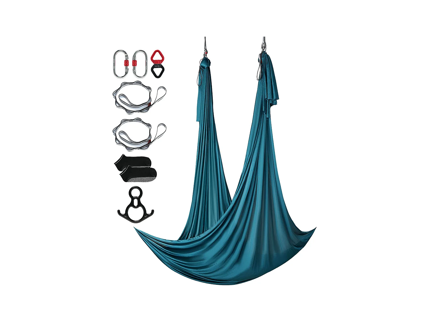 Hamaca de Yoga SucceBuy, Columpio Aéreo en Seda y Yoga, 11 m, Hamaca de Trápecio para Inversión, Verde, Kit de Hamaca en Tela de Nailon 100 g/m²