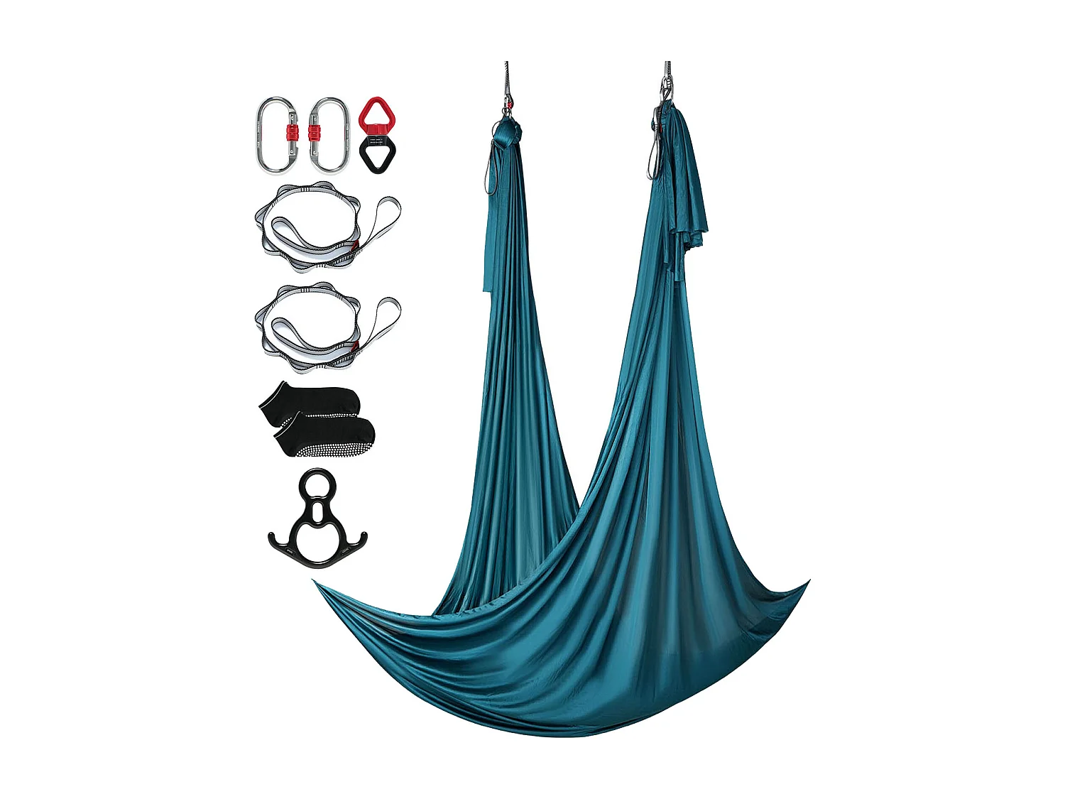 Hamac de Yoga SucceBuy, Balançoire Aérienne en Soie et Yoga, 11 m, Hamac Trapèze pour Inversion, Vert, Kit de Hamac en Tissu Nylon 100 g/m²