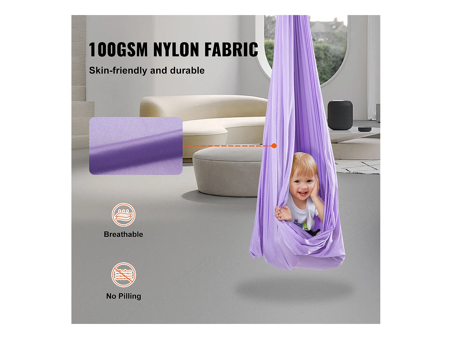 Hamac de Yoga SucceBuy pour Enfants Ayant des Besoins Spéciaux Balançoire Sensorielle pour Autisme Violet