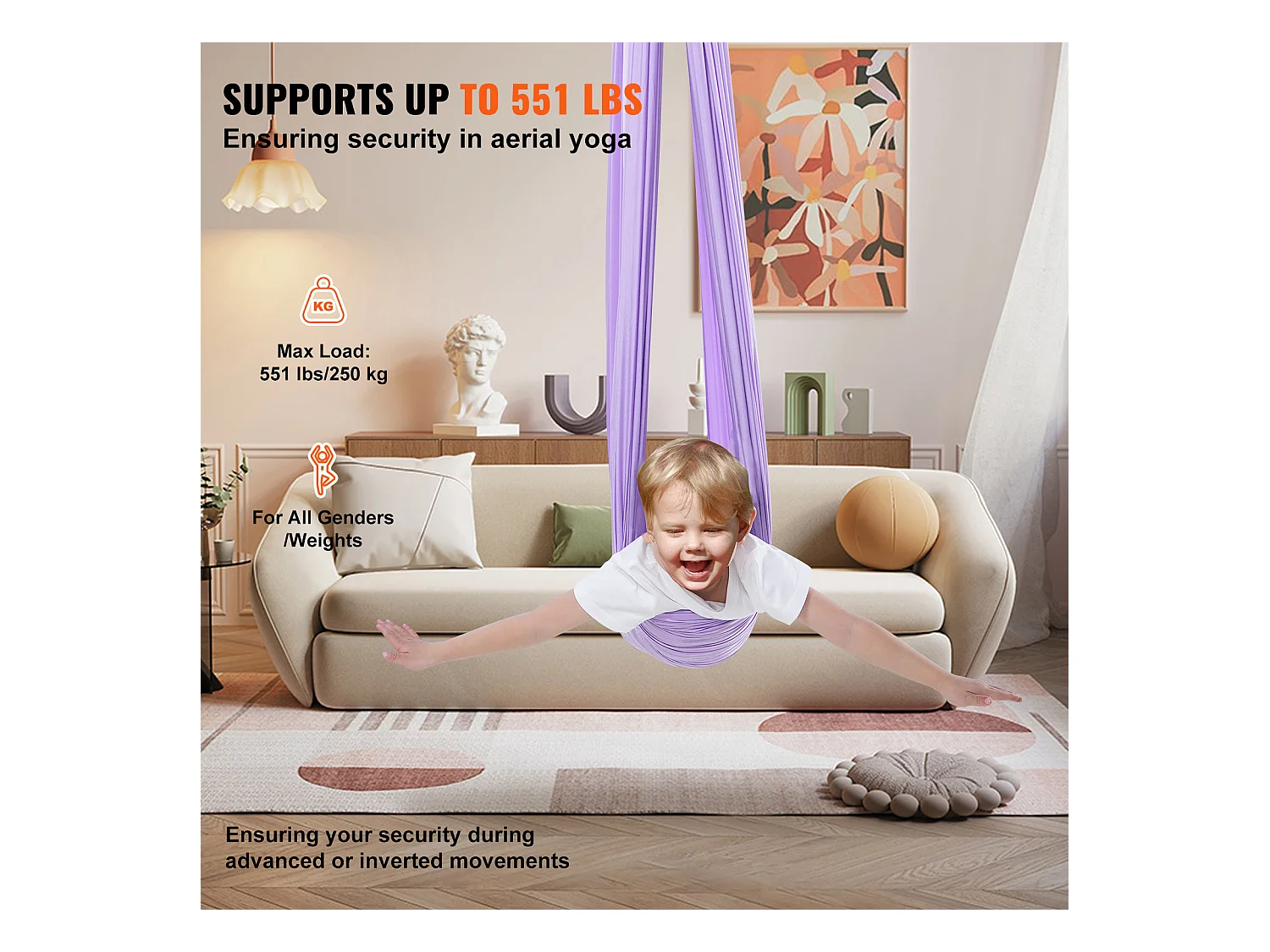 Hamac de Yoga SucceBuy pour Enfants Ayant des Besoins Spéciaux Balançoire Sensorielle pour Autisme Violet