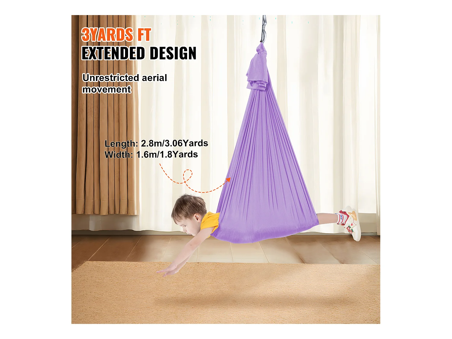 Hamac de Yoga SucceBuy pour Enfants Ayant des Besoins Spéciaux Balançoire Sensorielle pour Autisme Violet