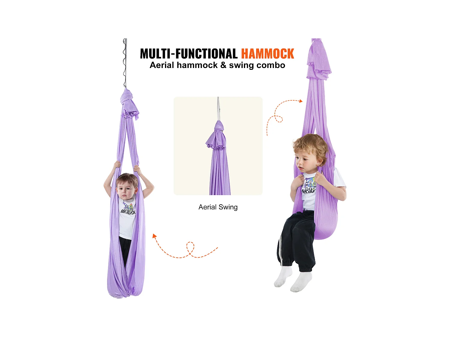 Hamac de Yoga SucceBuy pour Enfants Ayant des Besoins Spéciaux Balançoire Sensorielle pour Autisme Violet