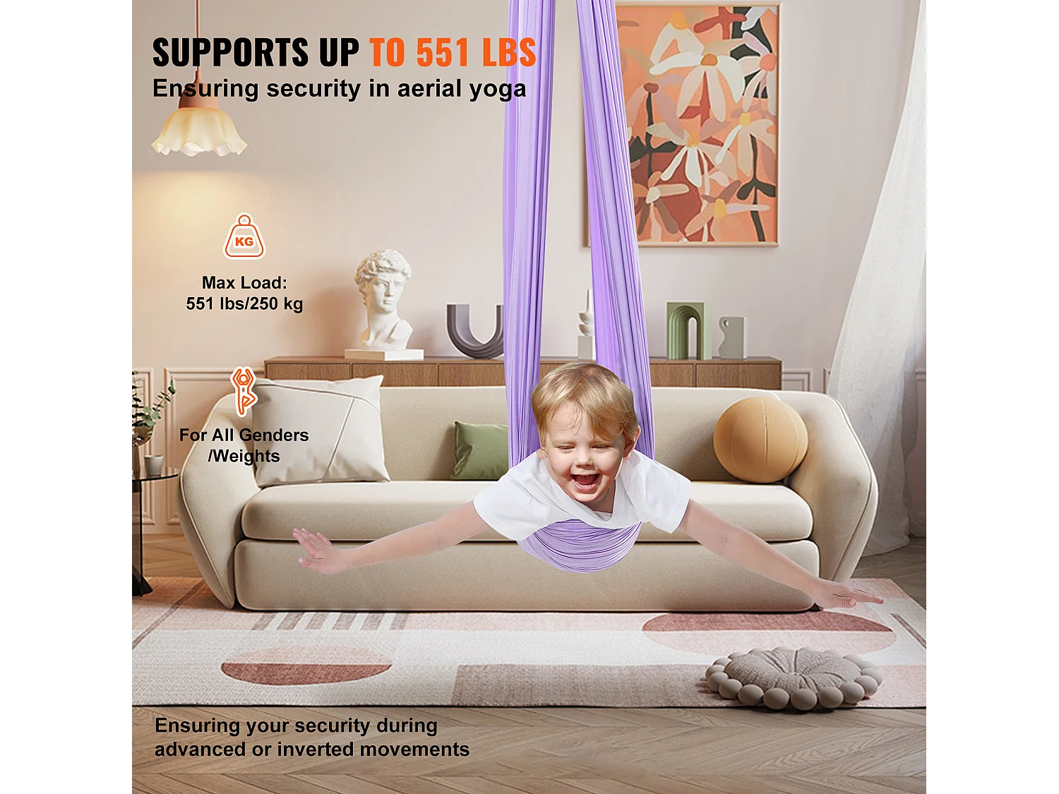 Hamac de Yoga SucceBuy pour Enfants Ayant des Besoins Spéciaux Balançoire Sensorielle pour Autisme Violet