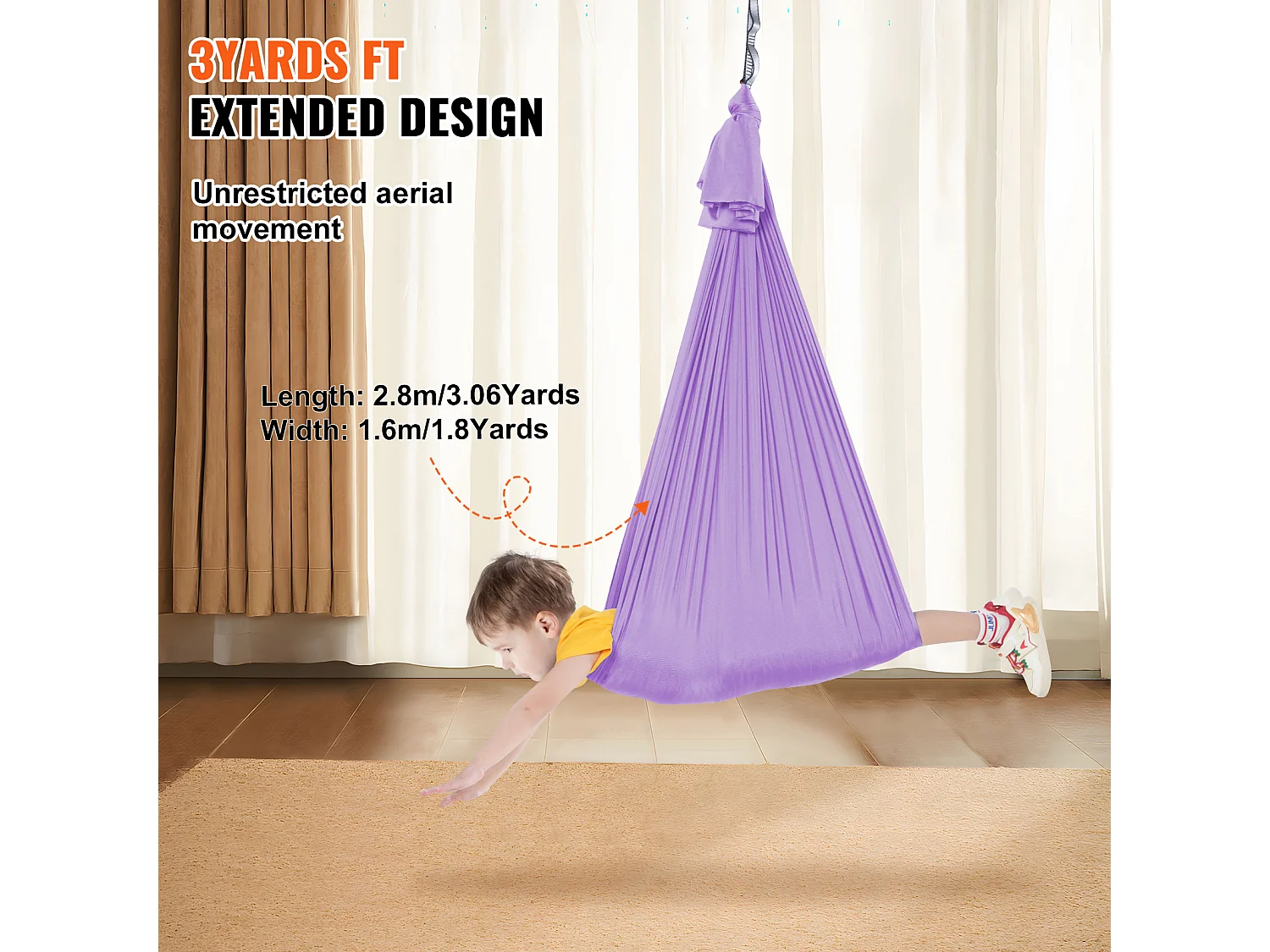 Hamac de Yoga SucceBuy pour Enfants Ayant des Besoins Spéciaux Balançoire Sensorielle pour Autisme Violet