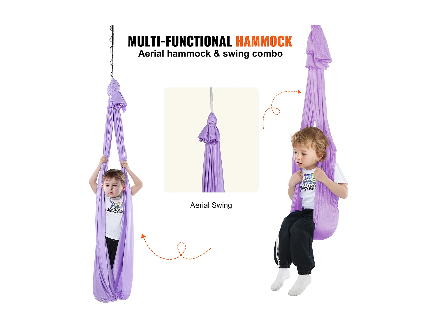 Hamac de Yoga SucceBuy pour Enfants Ayant des Besoins Spéciaux Balançoire Sensorielle pour Autisme Violet