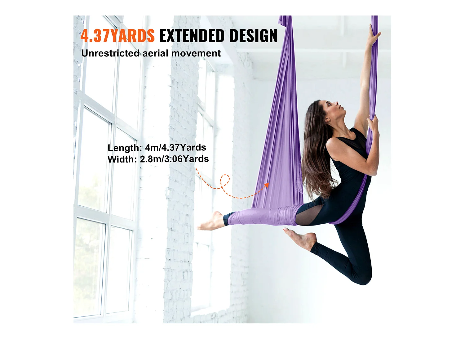 Hamaca de Yoga SucceBuy, Hamaca e Balanço de Yoga Aéreo, 4,4 m, em Nylon, para Suspender, Inversão, para Musculação, Fitness, Roxo