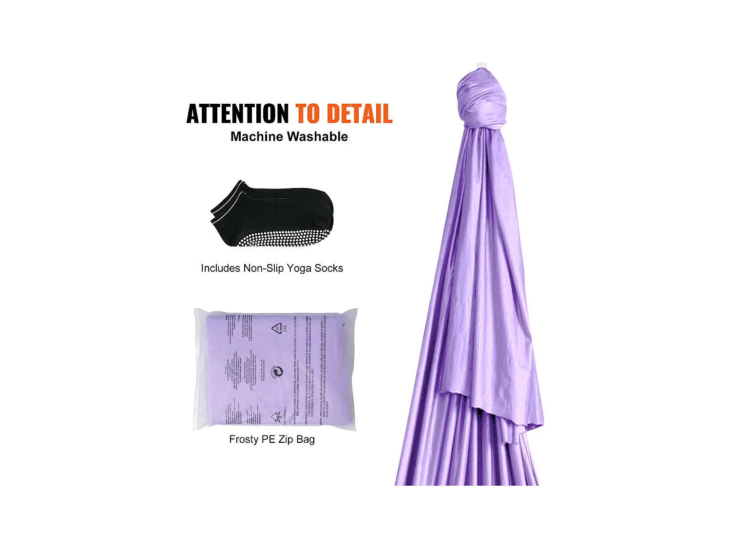 Hamaca de Yoga SucceBuy, Hamaca e Balanço de Yoga Aéreo, 4,4 m, em Nylon, para Suspender, Inversão, para Musculação, Fitness, Roxo