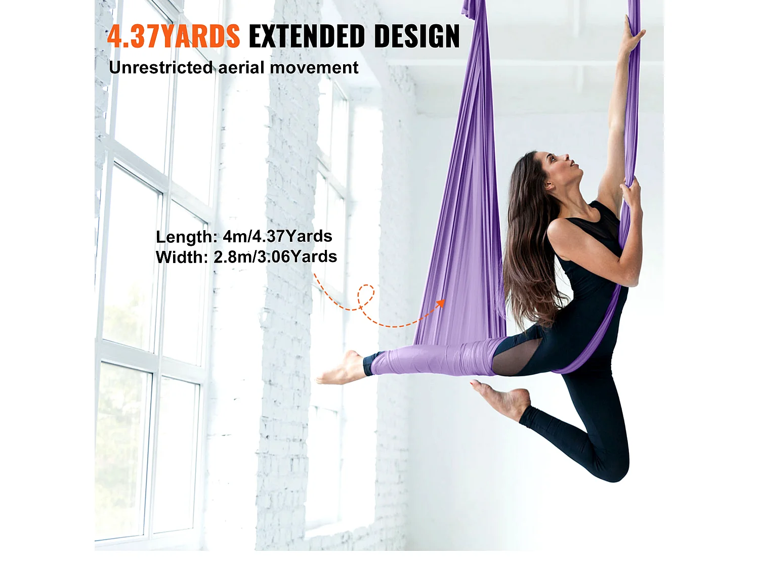 Yogahammock SucceBuy, Hammock en Lucht-Yoga-Schommel, 4,4 m, in Nylon, te Op hangen, Inversie, voor Spieropbouw, Fitness, Viool