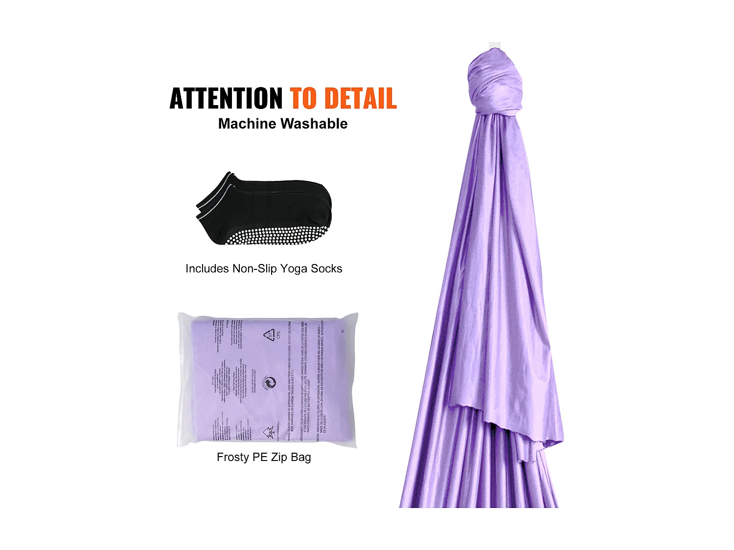 Yogahammock SucceBuy, Hammock en Lucht-Yoga-Schommel, 4,4 m, in Nylon, te Op hangen, Inversie, voor Spieropbouw, Fitness, Viool