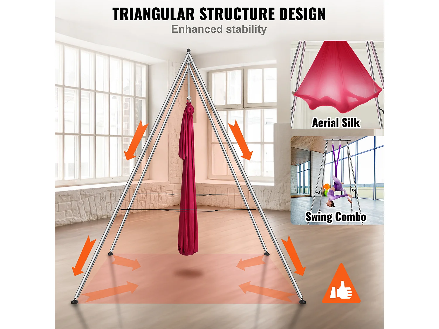 Hamac de Yoga SucceBuy, Cadre de Yoga Aérien et Hamac de Yoga, Charge de 250 kg, Hamac en Soie Aérienne, Rouge