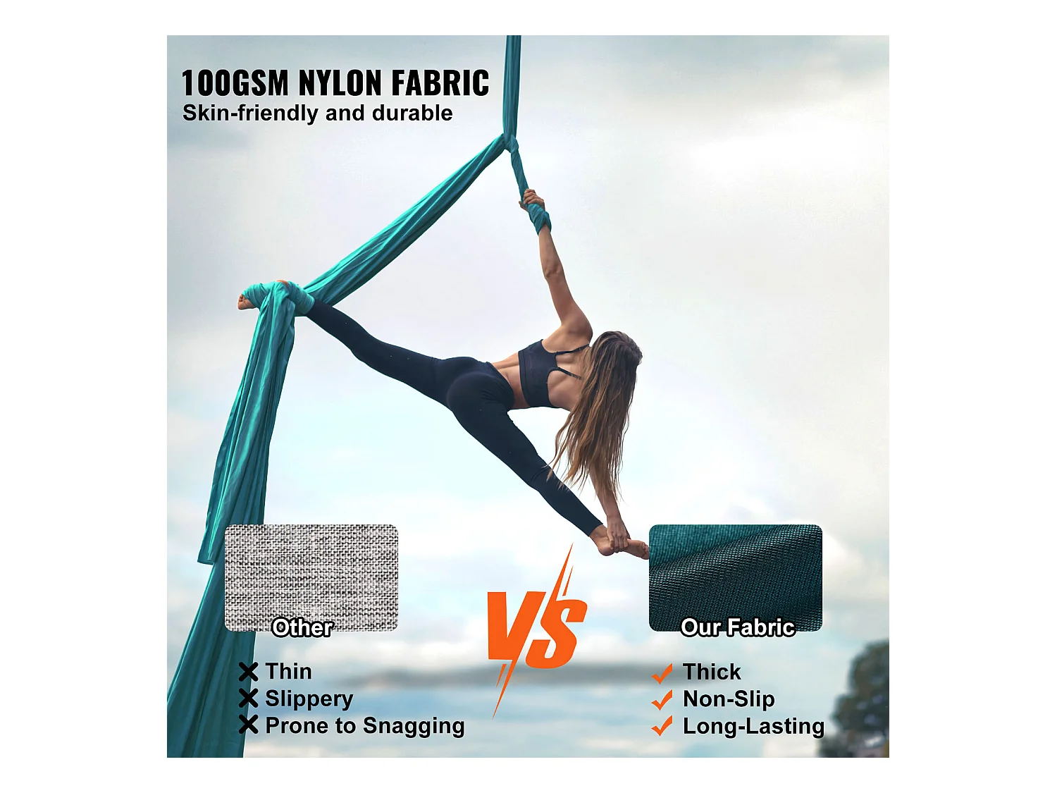 Hamac de Yoga SucceBuy, Balançoire Aérienne en Soie et Yoga, 8,7 m, Hamac Trapèze pour Inversion, en Soie Aérienne, Vert