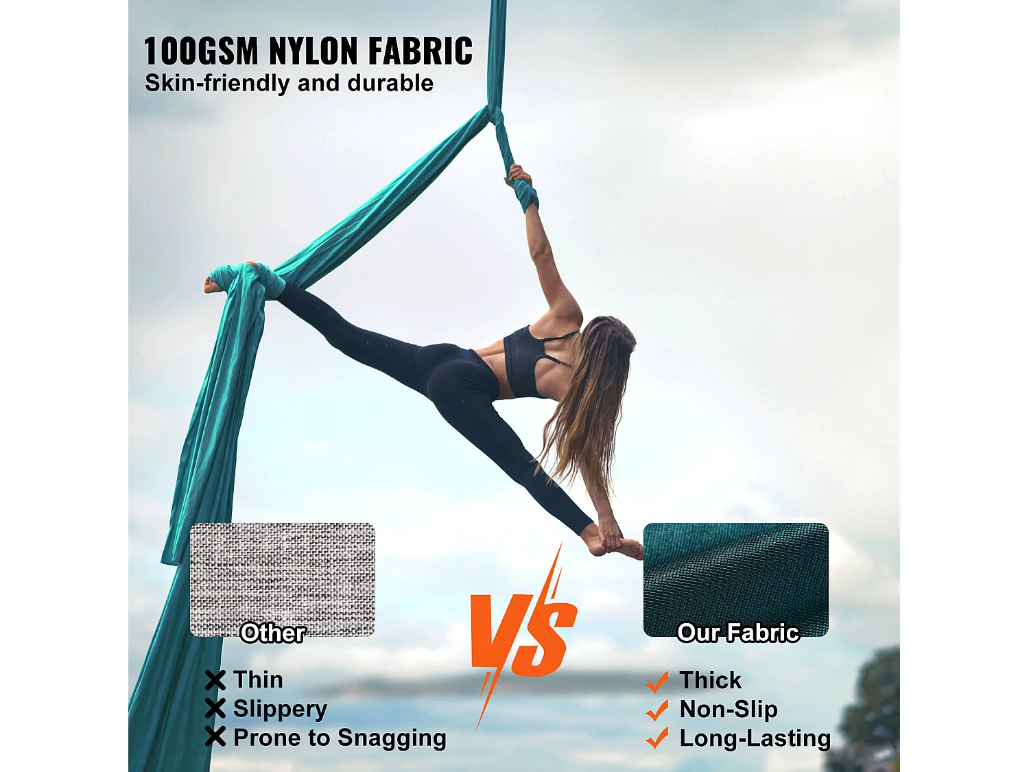 Hammock Yoga SucceBuy 8,7 m, Hammock Trapeze per Inversione, in Seta Aerea, Verde