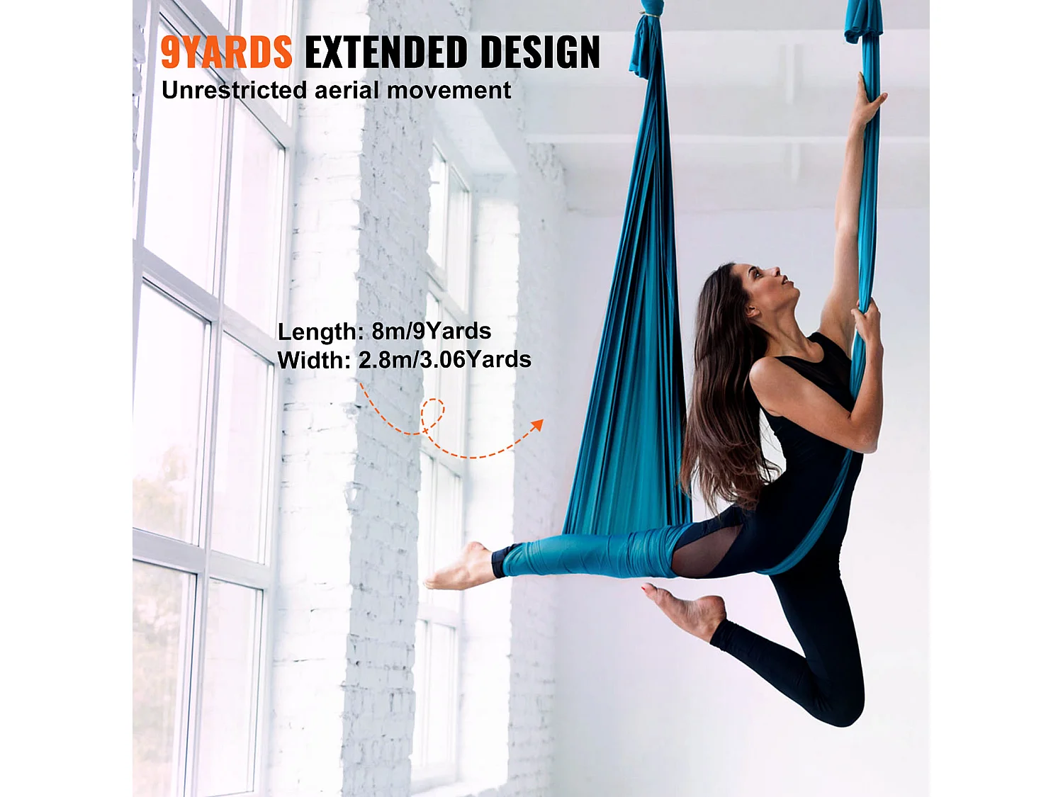 Hammock Yoga SucceBuy 8,7 m, Hammock Trapeze per Inversione, in Seta Aerea, Verde