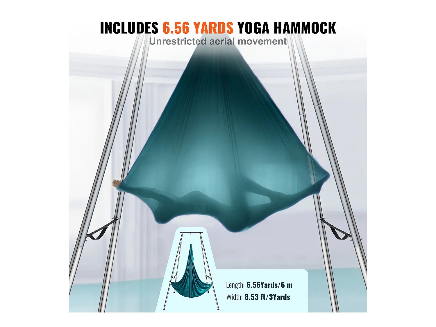 Hamac de Yoga SucceBuy, Cadre et Hamac de Yoga Aérien, Charge de 250 kg, avec Support de Balançoire de Yoga, Cadre Vert