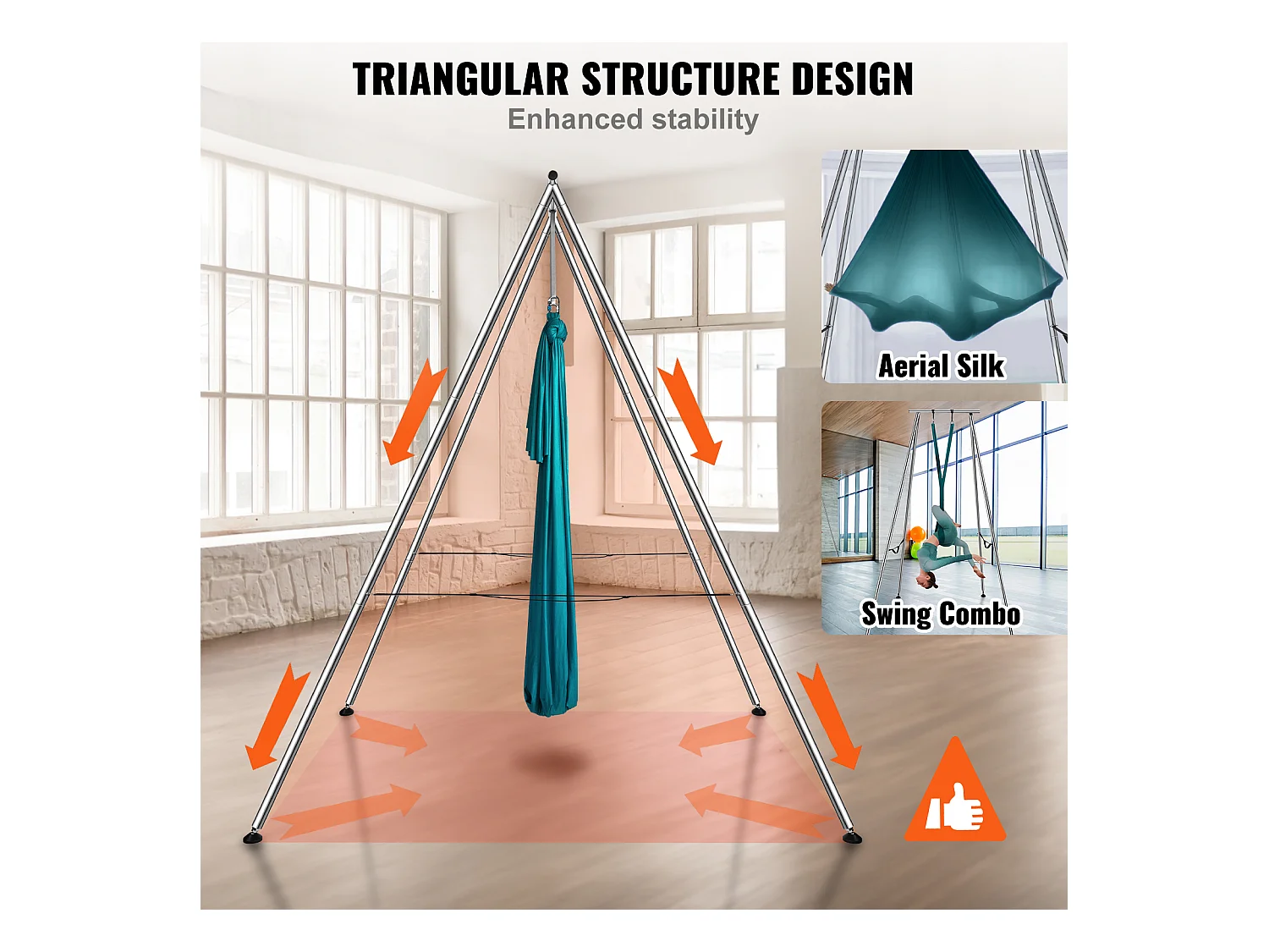 Yogahammock SucceBuy, Gestell und Luft-Yogahammock, Belastbarkeit von 250 kg, mit Yoga-Schaukelstütze, Grünes Gestell