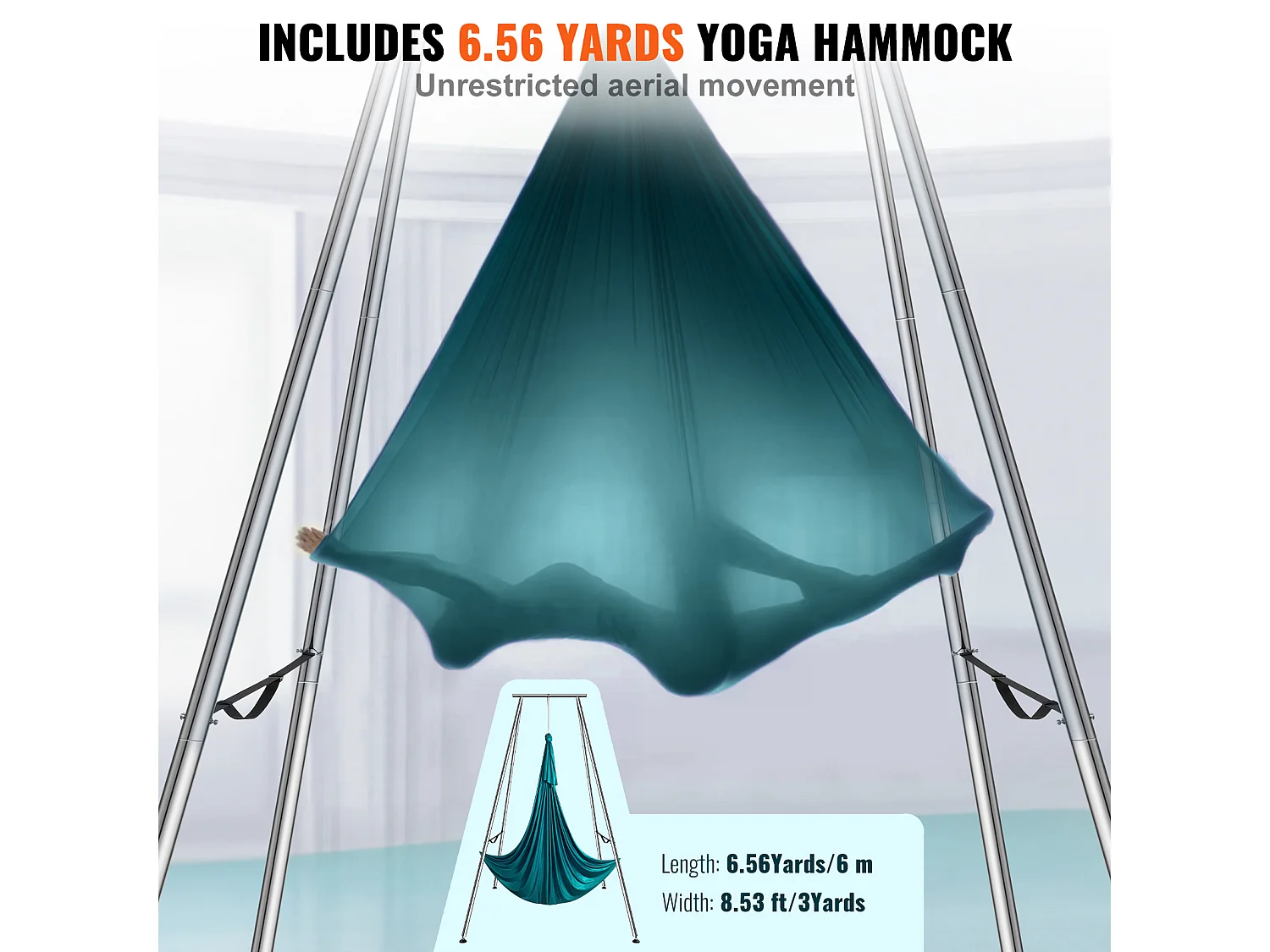 Hamac de Yoga SucceBuy, Cadre et Hamac de Yoga Aérien, Charge de 250 kg, avec Support de Balançoire de Yoga, Cadre Vert