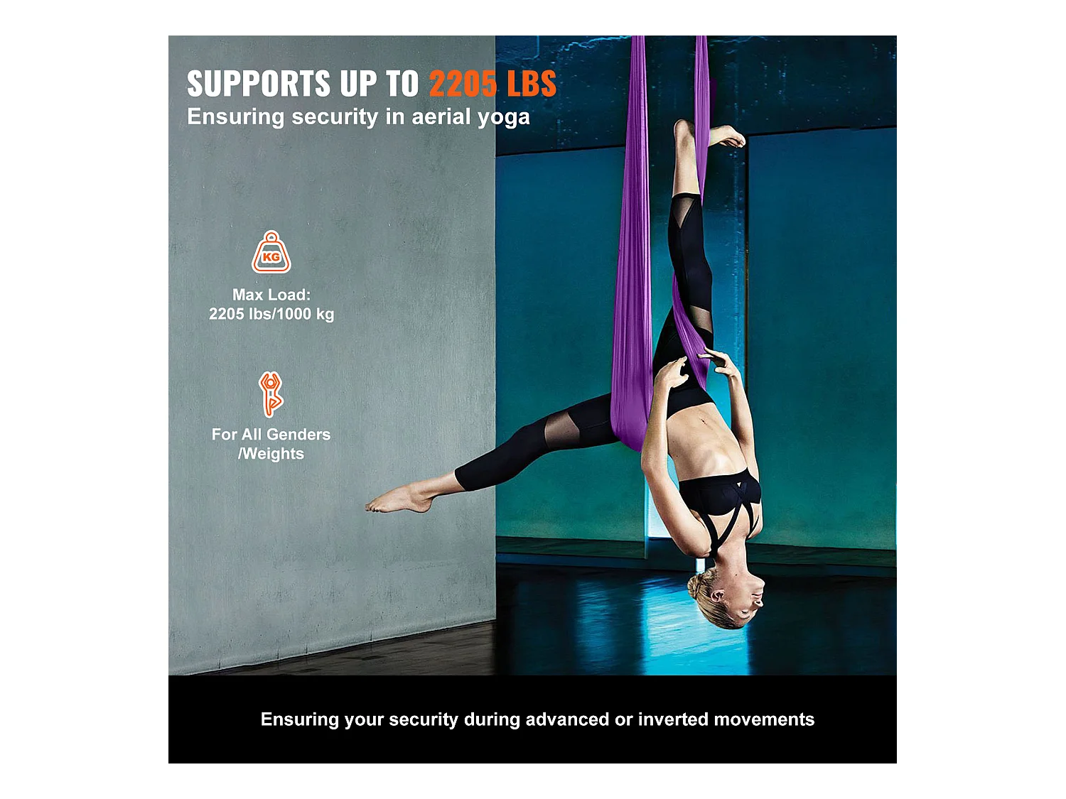 Hamac de Yoga SucceBuy, Balançoire Aérienne en Soie et Yoga, 8,7 m, Hamac Trapèze Inversion Fly, en Soie Aérienne, Violet