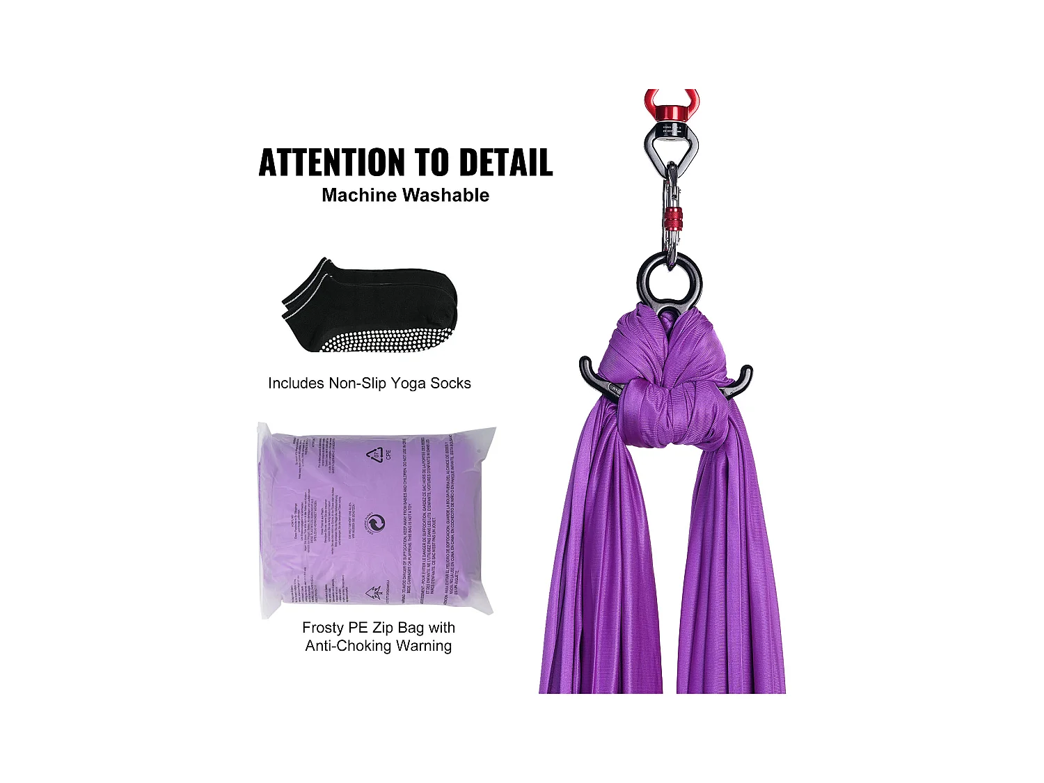 Hamac de Yoga SucceBuy, Balançoire Aérienne en Soie et Yoga, 8,7 m, Hamac Trapèze Inversion Fly, en Soie Aérienne, Violet