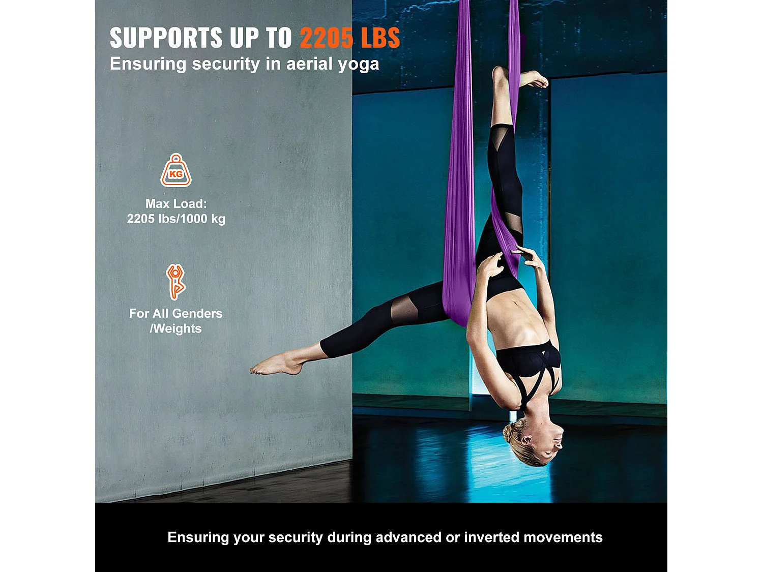 Amaca per Yoga SucceBuy, Altalena Aerea in Seta e Yoga, 8,7 m, Amaca a Trapezio Inversion Fly, in Seta Aerea, Viola