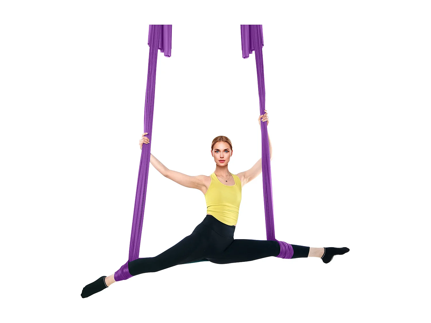 Amaca per Yoga SucceBuy, Altalena Aerea in Seta e Yoga, 8,7 m, Amaca a Trapezio Inversion Fly, in Seta Aerea, Viola