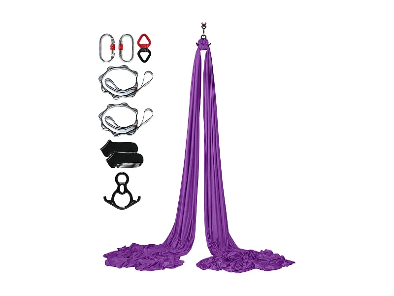 Hamac de Yoga SucceBuy, Balançoire Aérienne en Soie et Yoga, 8,7 m, Hamac Trapèze Inversion Fly, en Soie Aérienne, Violet