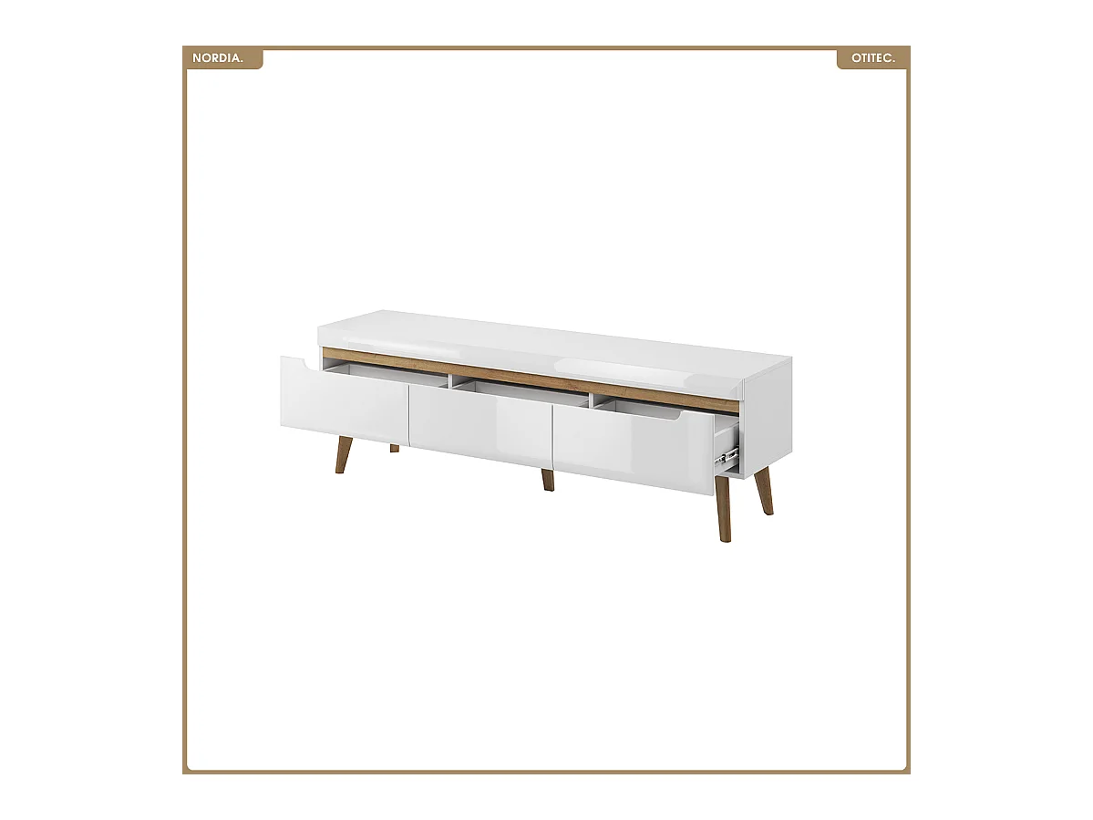 Meuble TV - L.160 x H.50 x P.40 cm - NORDIA