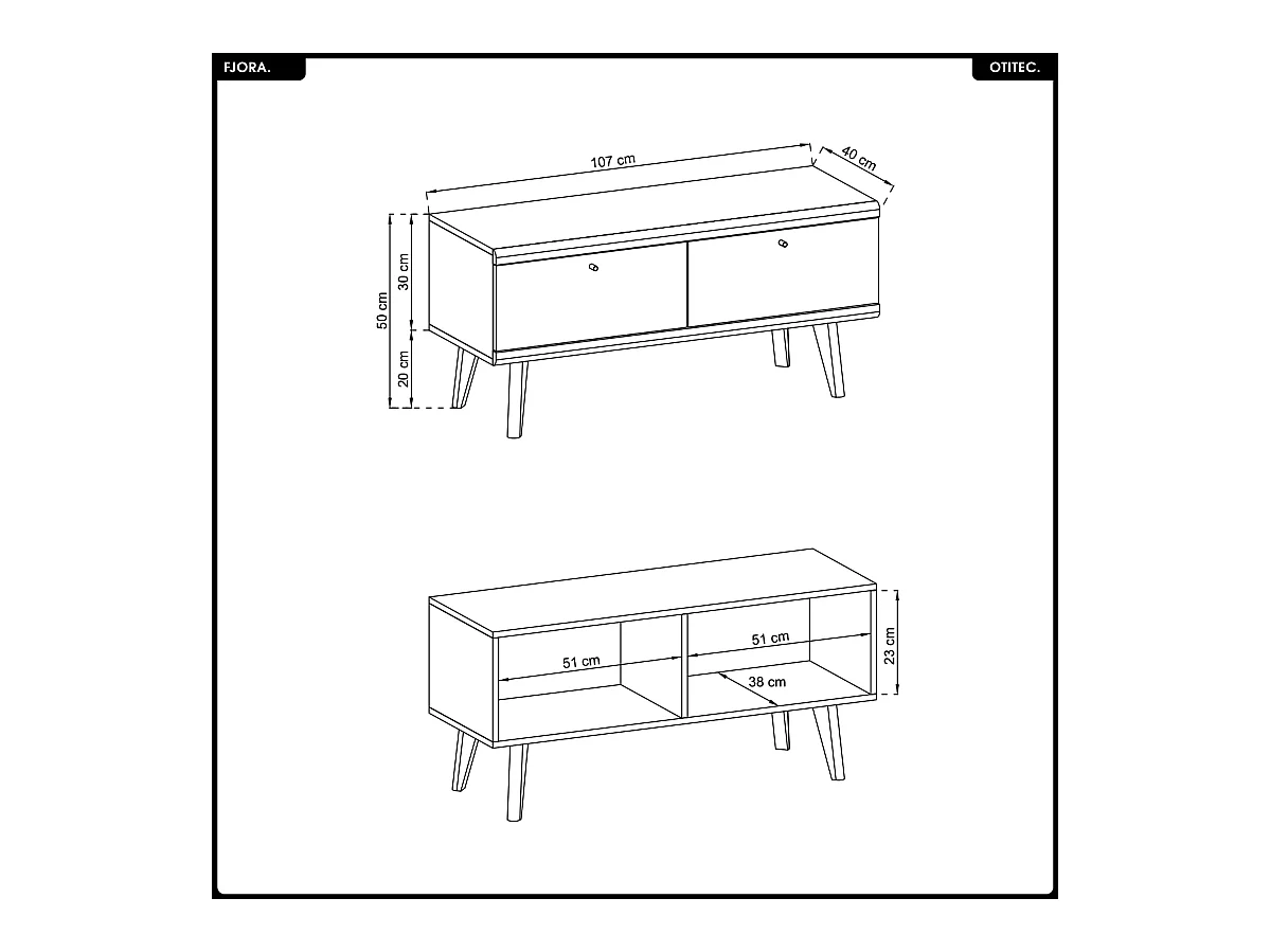 Meuble TV - L.107 x H.50 x P.40 cm - FJORA