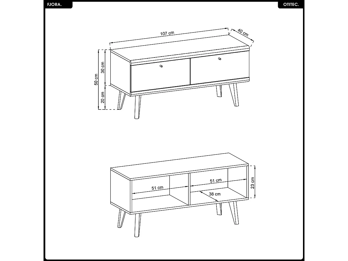 Meuble TV - L.107 x H.50 x P.40 cm - FJORA