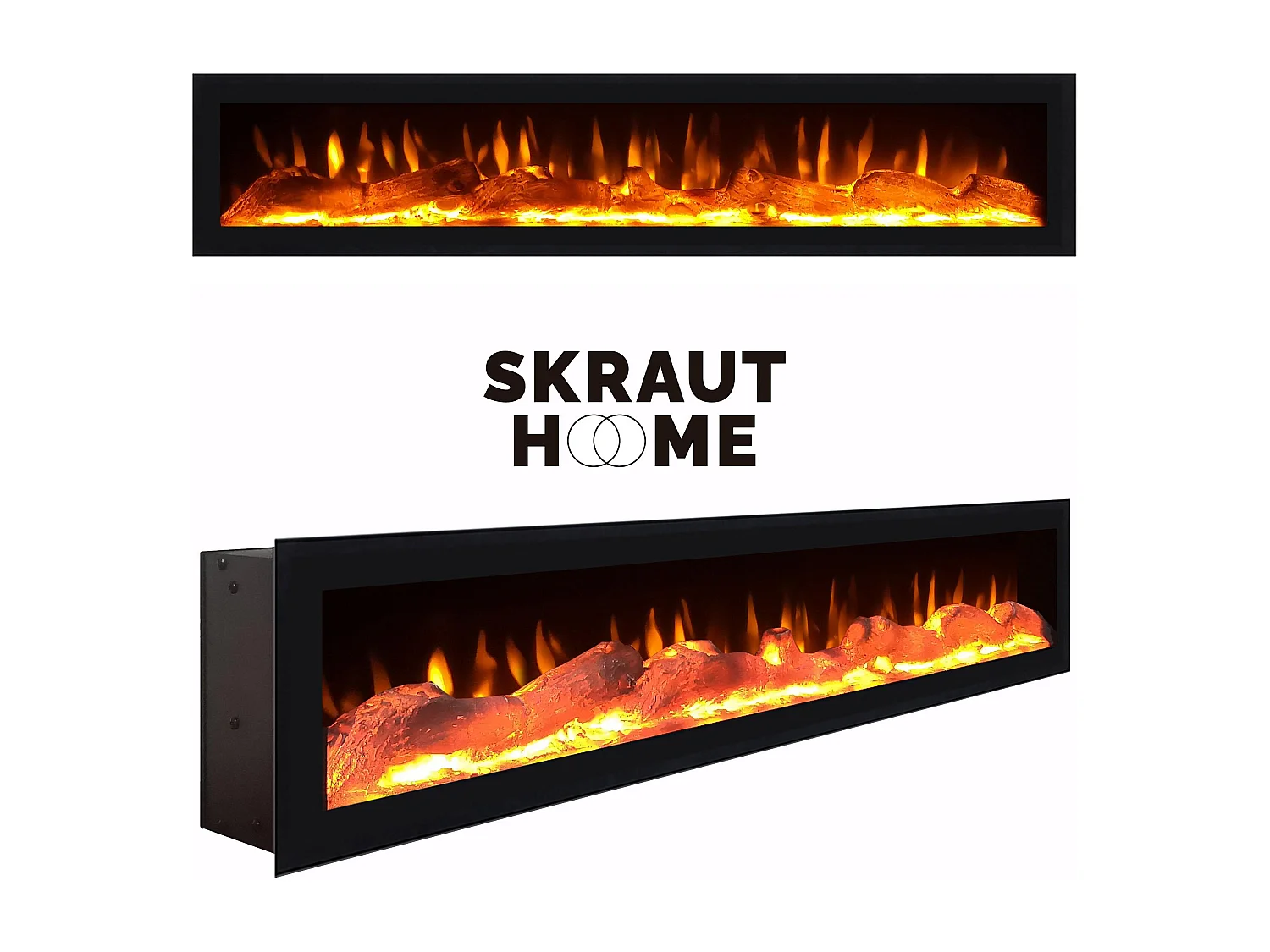 Meuble TV, Banc Télé, 260x35x57 cm, TV grand format, Cheminée électrique, Design industriel, Chêne soft et blanc