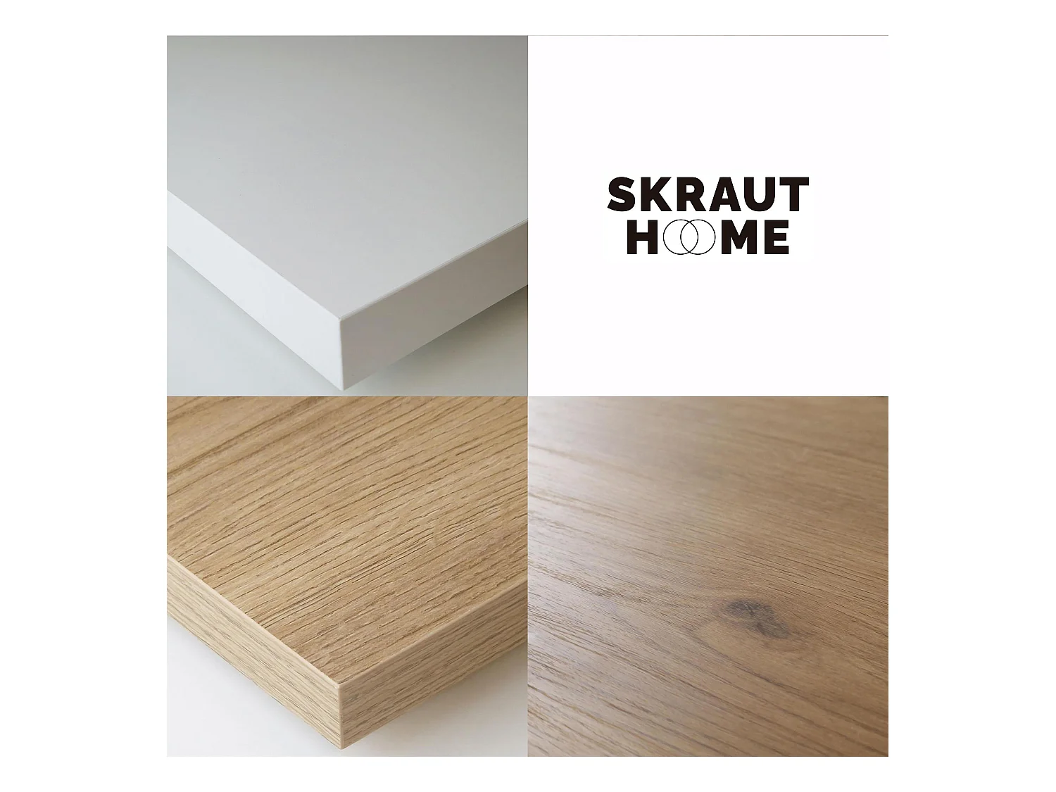 Dressoir, Opbergkast, 200x87x35cm, 4 Deuren, Industrieel design, Wit en Eiken soft