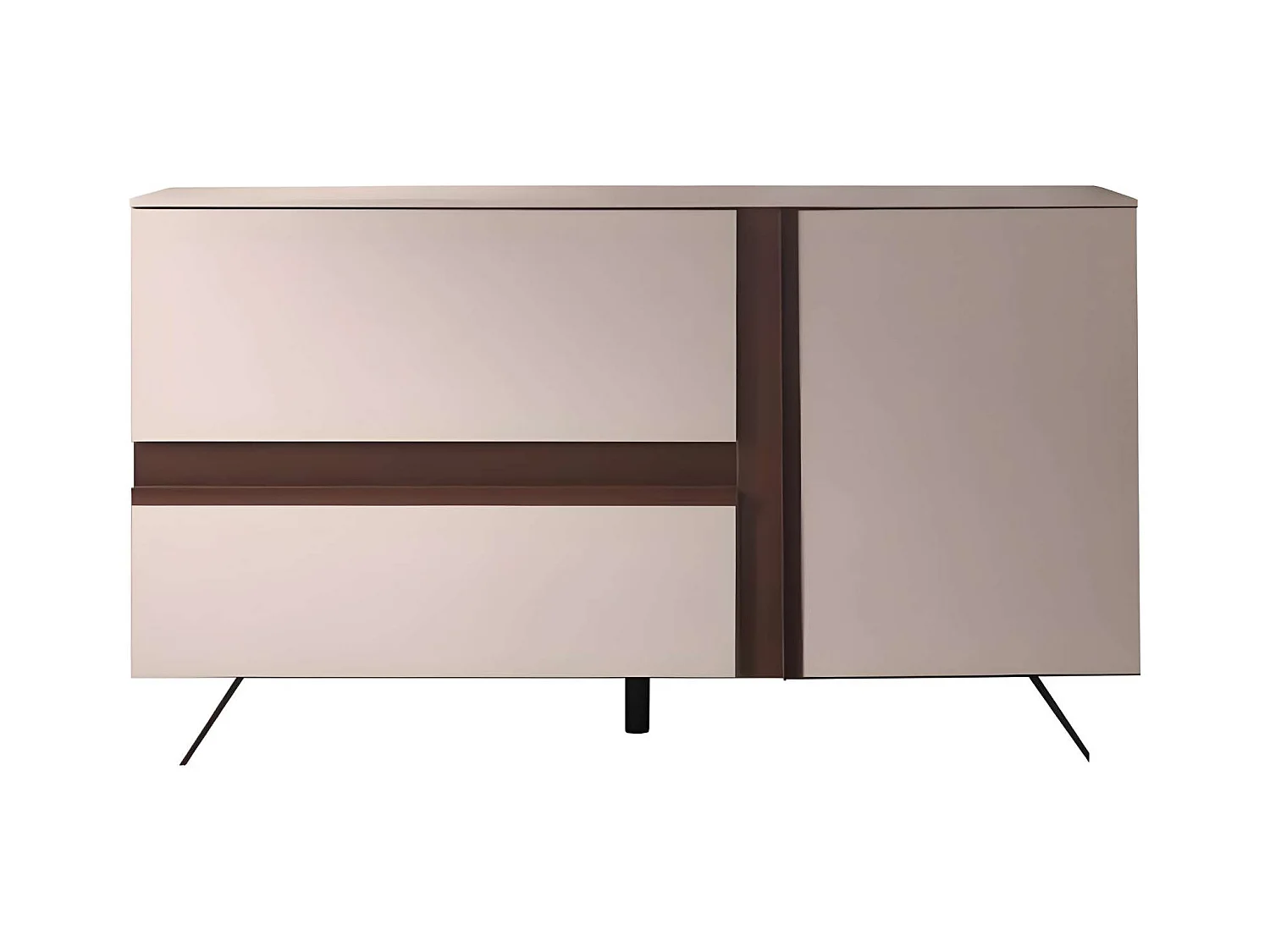 Madia moderna in legno "Abaco" 2 ante 1 cassetto con piedi in metallo verniciato