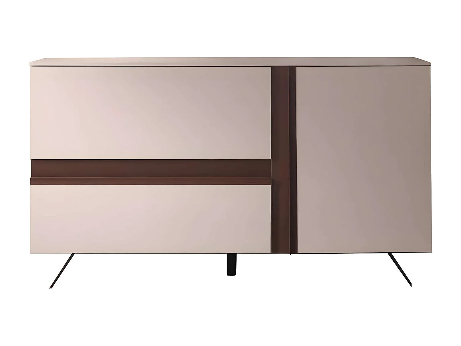 Madia moderna in legno "Abaco" 2 ante 1 cassetto con piedi in metallo verniciato