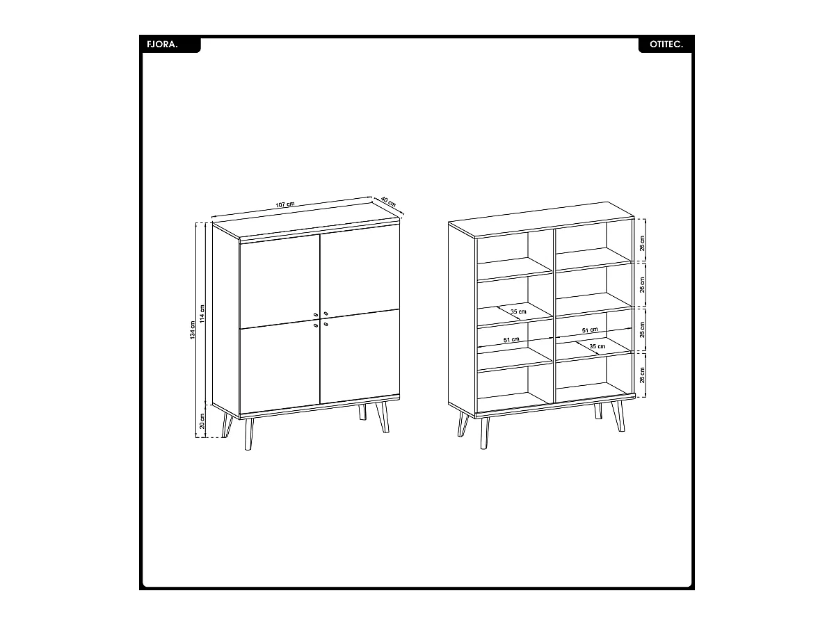 Commode - L.107 x H.134 x P.40 cm - FJORA