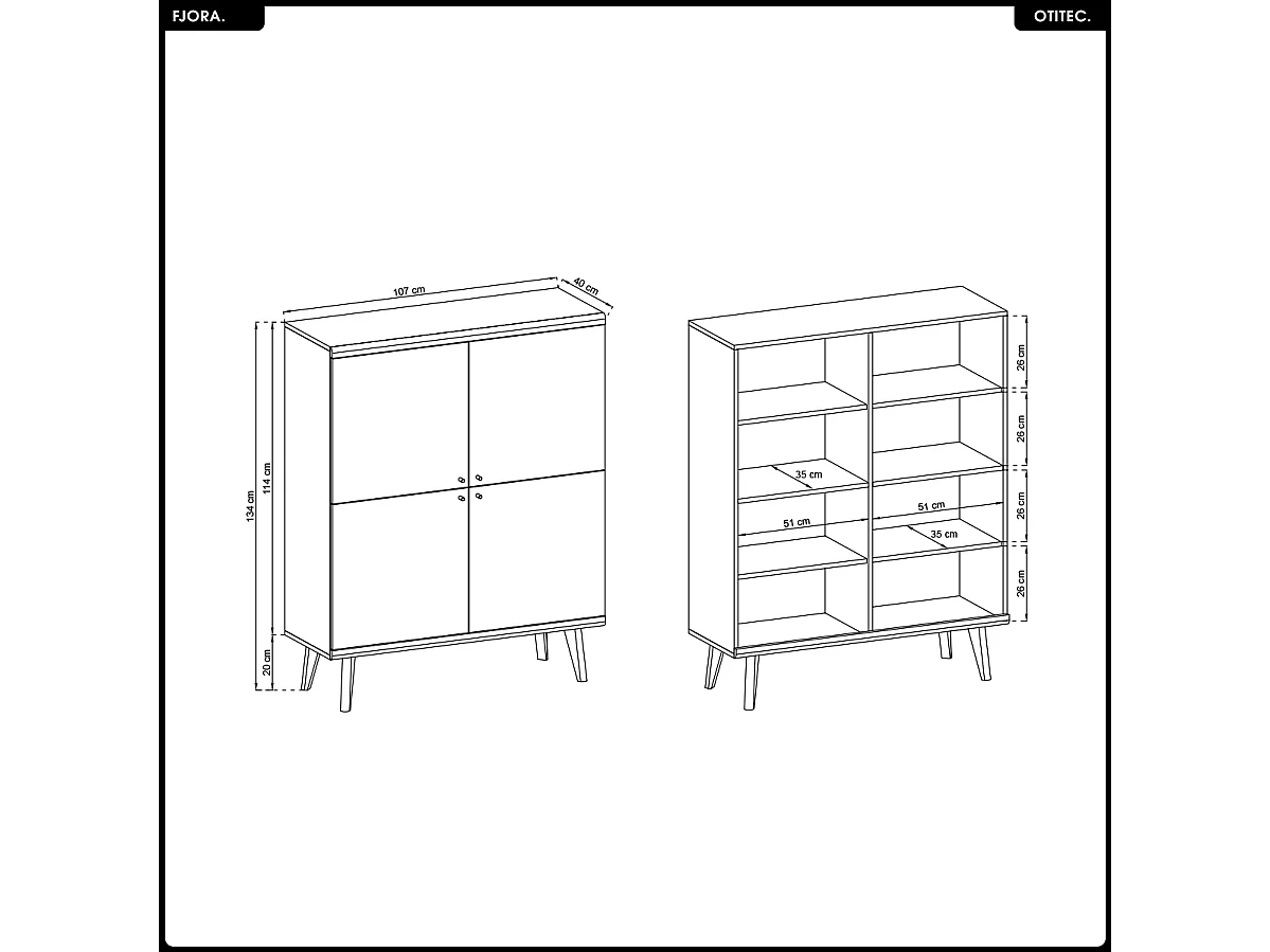 Commode - L.107 x H.134 x P.40 cm - FJORA