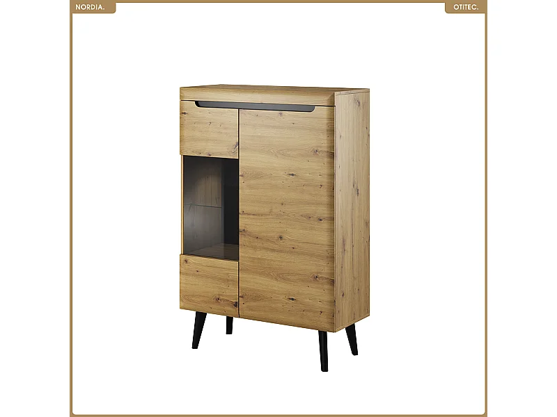 Commode vitrine - L.90 x H.134 x P.40 cm - NORDIA