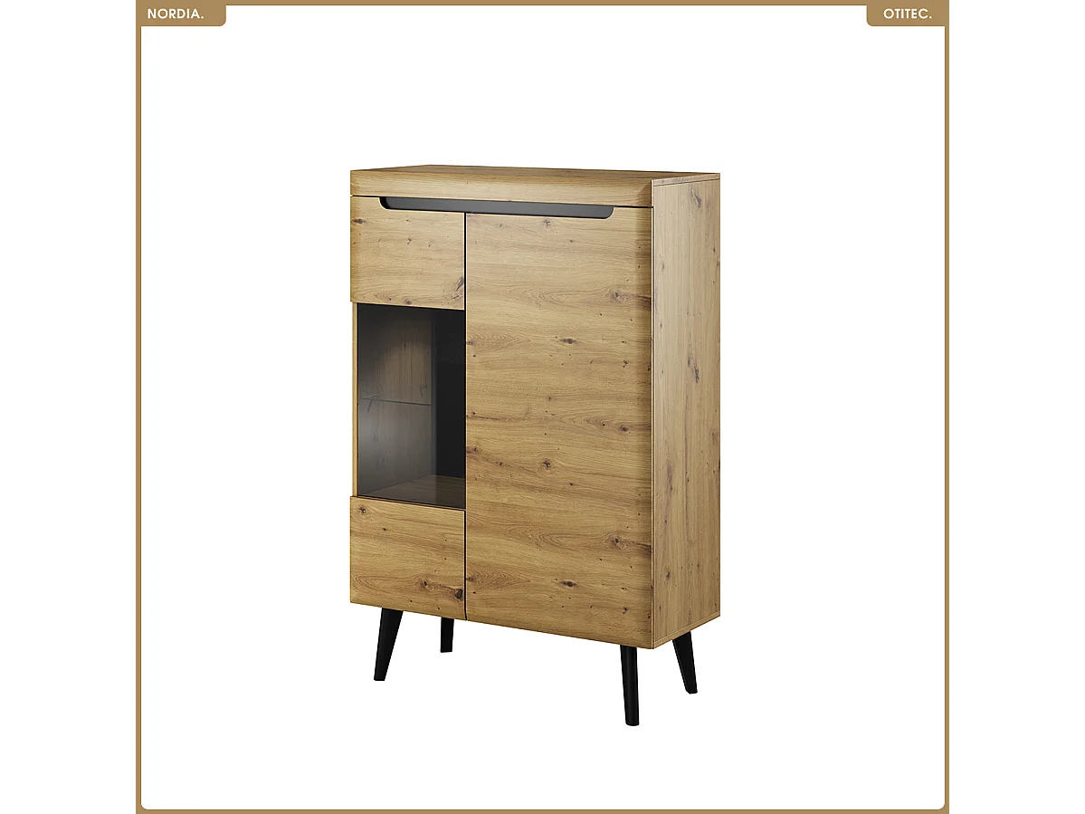 Commode vitrine - L.90 x H.134 x P.40 cm - NORDIA